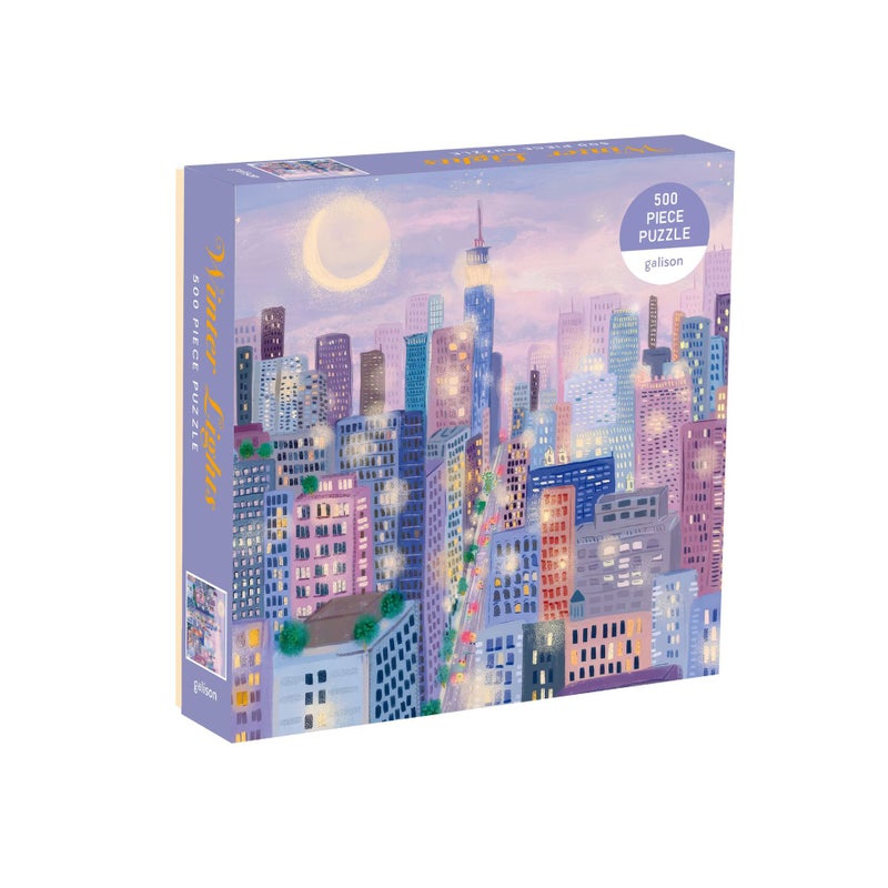 Christmas Snow Winter Lights Puzzle 500 Piece With Gold Foil Reflective Atmosphere Ornaments Puzzle Decompression Toy Birthday Gift - Image 1